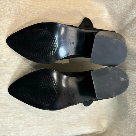 L’INTERVALLE Sz 40 Chelsea Shaft Suede Pointy Stacked Heel  Ankle Booties Boots - Picture 8 of 12